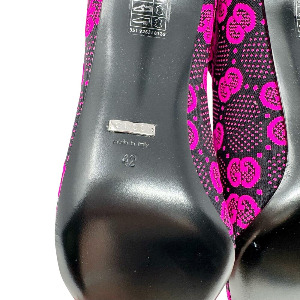 Gucci Technical GG Jersey Tom Boots Pink Black Neon Fuchsia Monogram Booties 42 - Picture 6 of 8